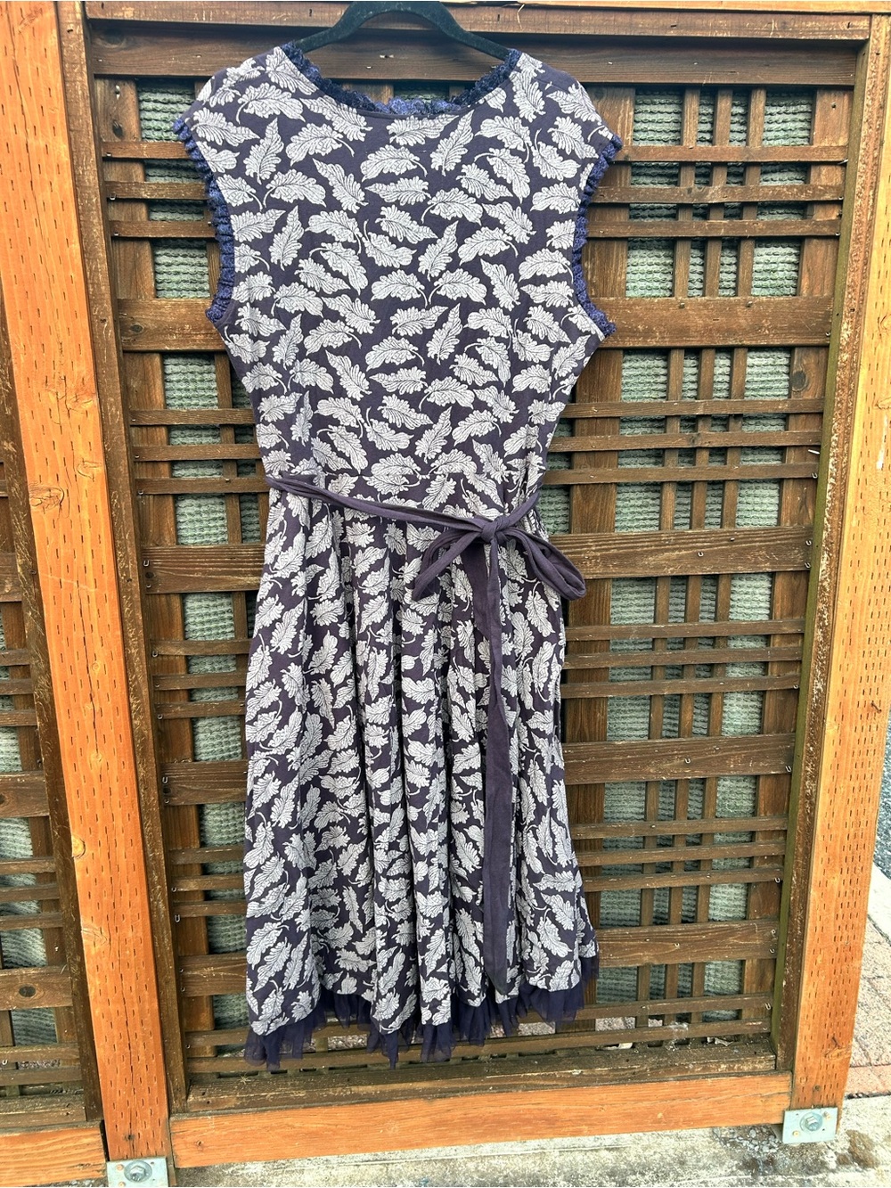 Effie's Heart Navy and Ivory Leaf-Print Wrap Dress - Picture 6 of 12